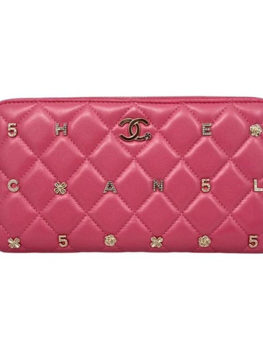 Chanel Long Wallet Zip Round Ap1590 Quilted Lambskin Coco Mark - Picture 1 of 15